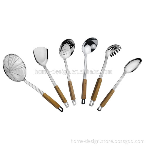 stainless steel kitchenware set with wooden handle/kitchen utensils